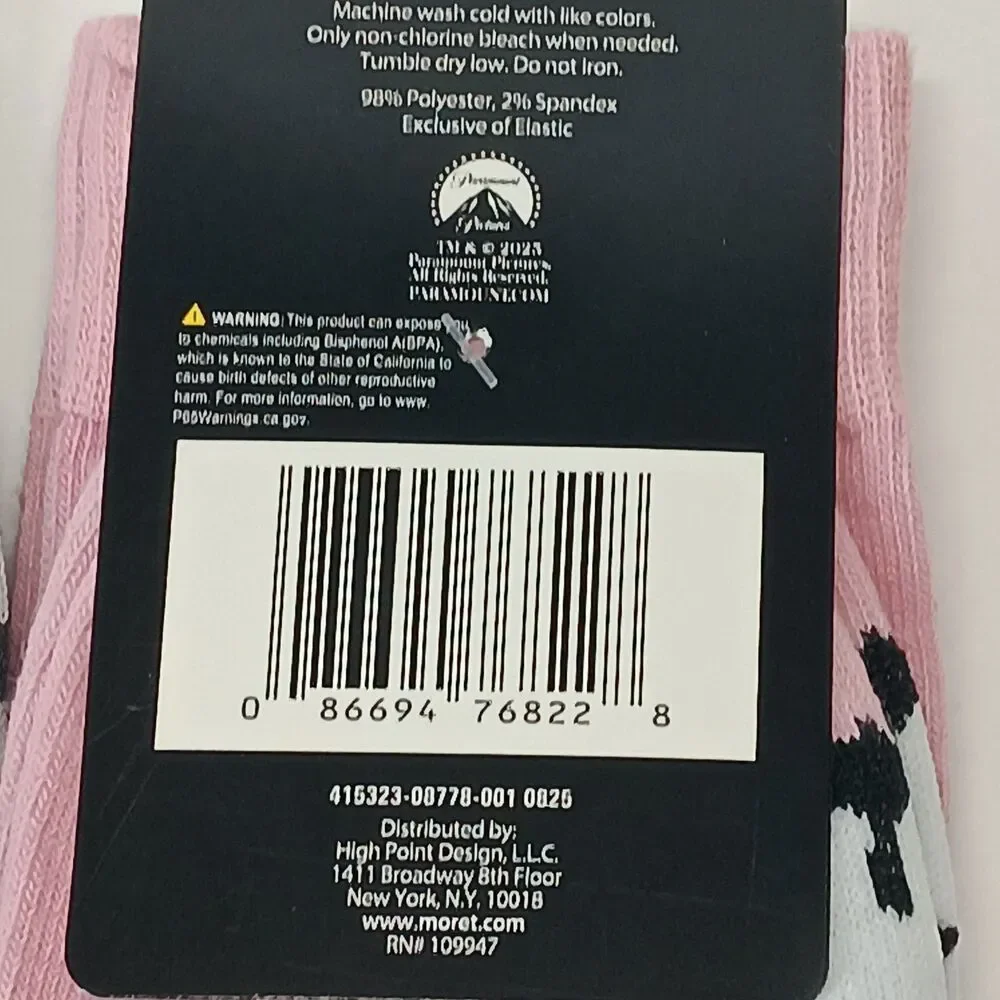 Grease Movie TBirds Pink Ladies Men Novelty Crew Socks 2 Pair Size 6-12 NWT